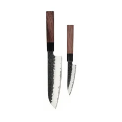 Shinrai Knives - Kurayami 2-delige Damascus Messenset - Santoku + Schilmes