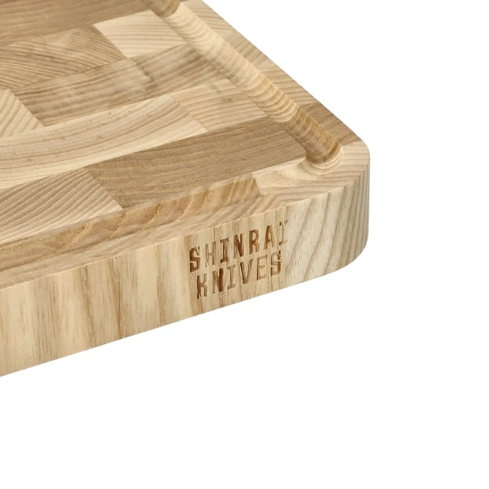 Shinrai Knives - Luxe Snijplank Essenhout - Kopshout - 35 × 25 × 2.5 cm