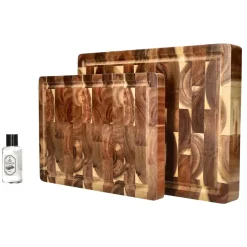 Shinrai Knives - Luxe Snijplank Acaciahout - Kopshout - Bundel