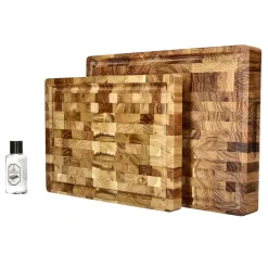 Shinrai Knives - Luxe Snijplank Teakhout - Kopshout - Bundel