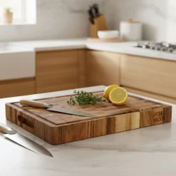 Shinrai Knives - Luxe Snijplank Teakhout - Kopshout - Bundel