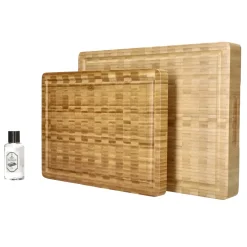Shinrai Knives - Luxe Snijplank Massief Bamboehout - Kopshout - Bundel