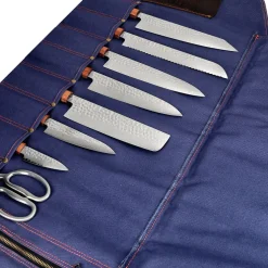 Shinrai Knives - Messenrol Hoogwaardig Canvas & Leer Donkerblauw