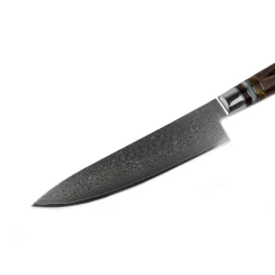 Shinrai Knives - Micarta Jewels 7-delige Damascus Messenset + Magnetisch Messenblok Dubbelzijdig - Zwart