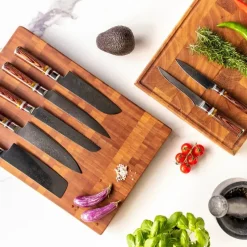 Shinrai Knives - Micarta Jewels 7-delige Messenset + Messenblok Cito dubbelzijdig