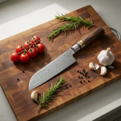 Shinrai Knives - Micarta Jewels 2-delige Damascus Messenset - Koksmes + Santoku