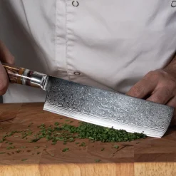 Shinrai Knives - Micarta Jewels 2-delige Damascus Messenset - Koksmes + Nakiri