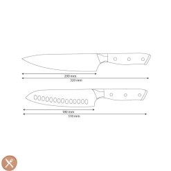 Shinrai Knives - Parelmoer Jewels 2-delige Damascus Messenset - Koksmes + Santoku mes