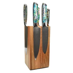 Shinrai Knives - Parelmoer Jewels 5-delige Messenset + Messenblok Robur