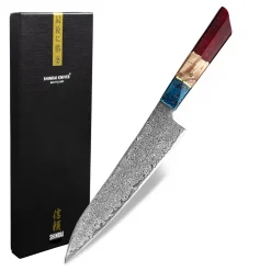 Shinrai Knives - Ruby Epoxy Jewels Damascus Koksmes 23 cm - Special Edition