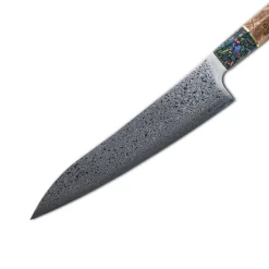 Shinrai Knives - Ruby Epoxy Jewels Damascus Koksmes 23 cm - Special Edition