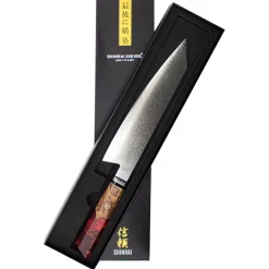 Shinrai Knives - Ruby Octagon Damascus Kiritsuke 23 cm - Special Edition