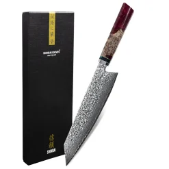 Shinrai Knives - Ruby Octagon Damascus Kiritsuke 23 cm - Special Edition