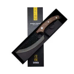 Shinrai Knives - RVS Gladiator Koksmes met holster - Bruin