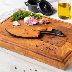 Shinrai Knives - RVS Gladiator Koksmes met holster - Zwart