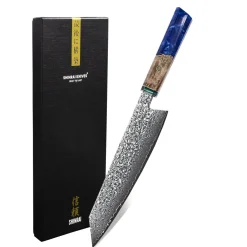 Shinrai Knives - Sapphire Octagon Damascus Kiritsuke 23 cm - Special Edition