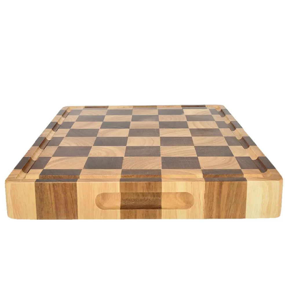 Shinrai Knives - Schaak Snijplank Acaciahout - Kopshout - 40 x 30 x 4.5 cm