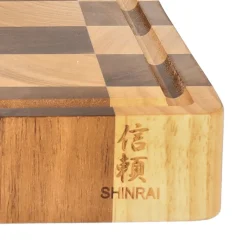 Shinrai Knives - Schaak Snijplank Acaciahout - Kopshout - 40 x 30 x 4.5 cm