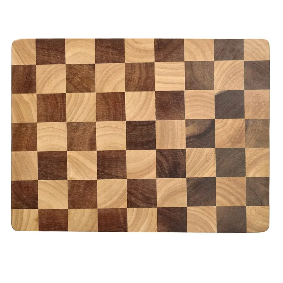 Shinrai Knives - Schaak Snijplank Acaciahout - Kopshout - 40 x 30 x 4.5 cm
