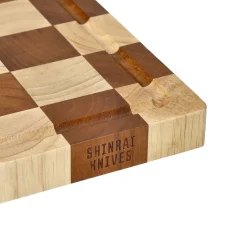 Shinrai Knives - Schaak Snijplank Acaciahout - Kopshout - 35 x 25 x 2.5 cm