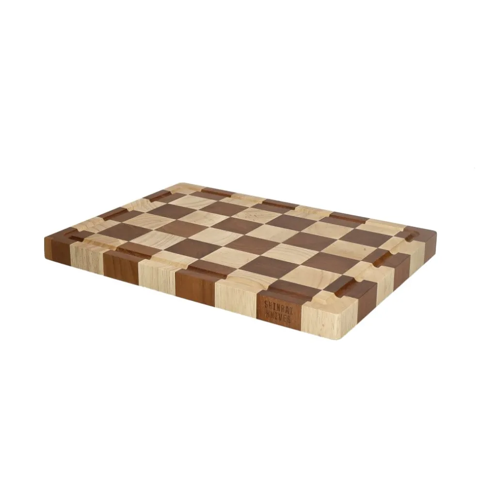 Shinrai Knives - Schaak Snijplank Acaciahout - Kopshout - 35 x 25 x 2.5 cm