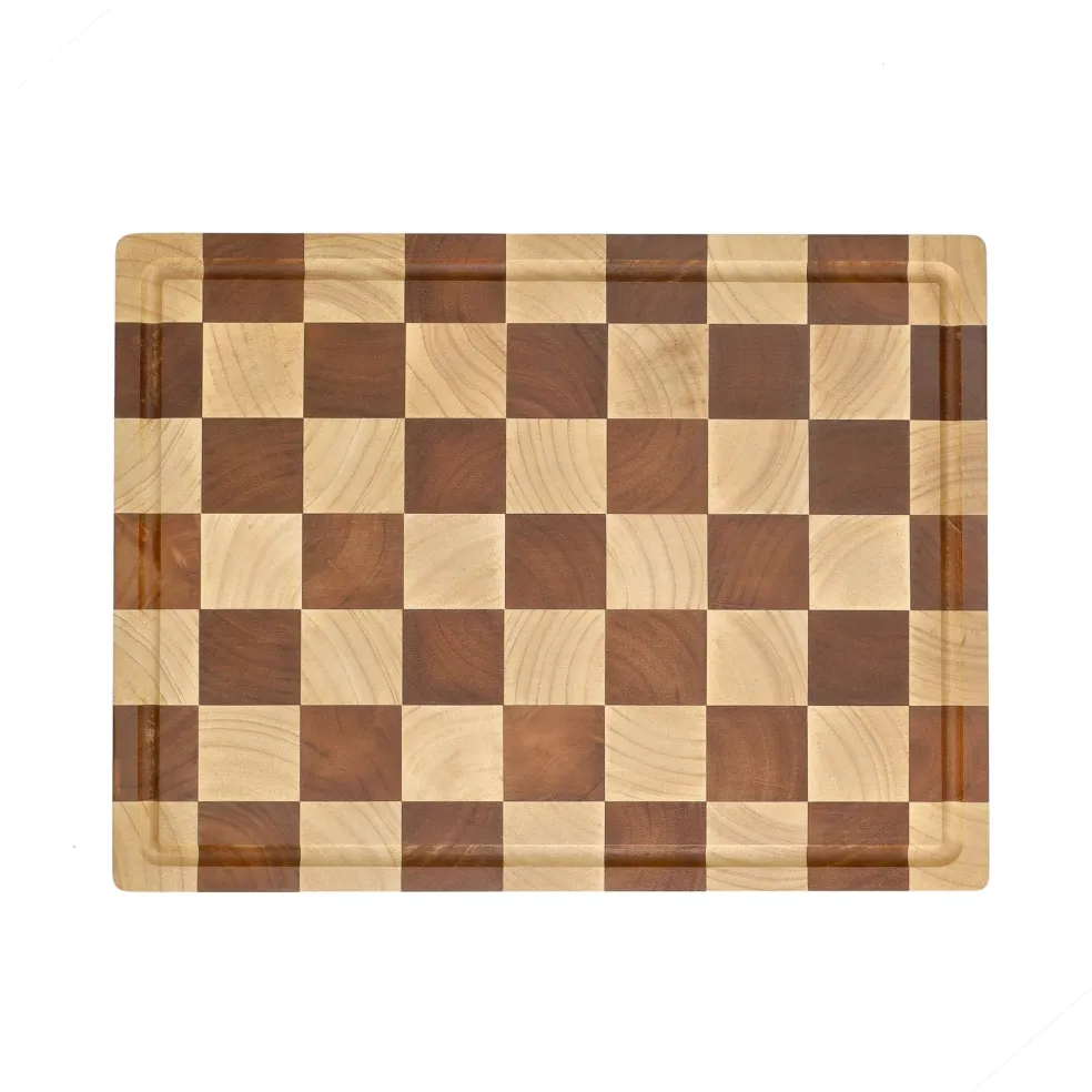Shinrai Knives - Schaak Snijplank Acaciahout - Kopshout - 35 x 25 x 2.5 cm