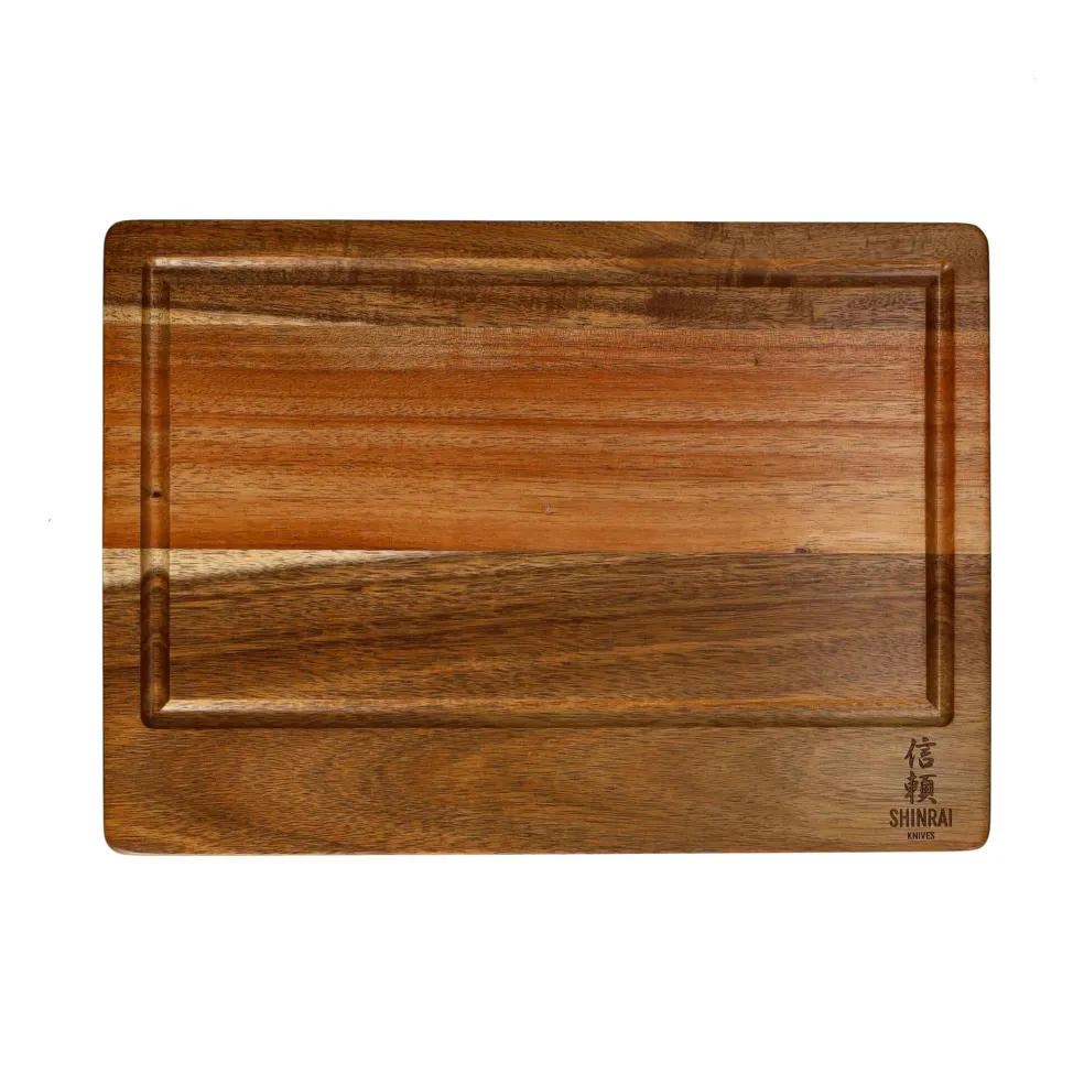 Shinrai Knives - Snijplank Acacia hout - Kopshout - 35 × 25 × 2.5 cm - Type 1