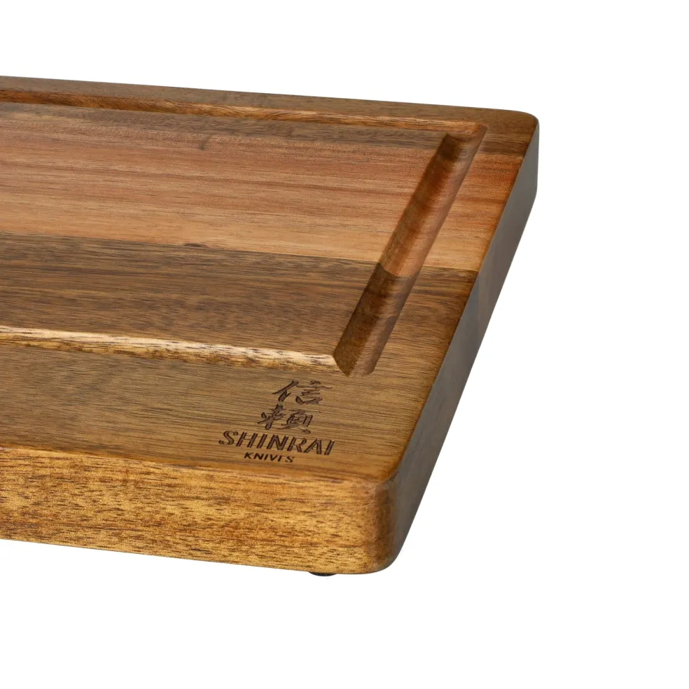Shinrai Knives - Snijplank Acacia hout - Kopshout - 35 × 25 × 2.5 cm - Type 1