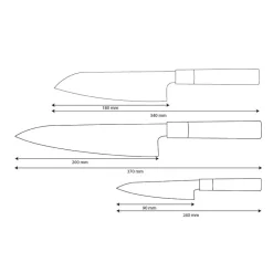Shinrai Knives - Takumi Kaza 3-delige Damascus Messenset - Koksmes + Santoku + Schilmes