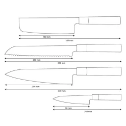 Shinrai Knives - Takumi Kaza 4-delige Damascus Messenset - Koksmes + Broodmes + Nakiri + Schilmes