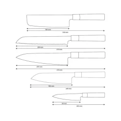Shinrai Knives - Takumi Kaza 5-delige Damascus Messenset - Koksmes + Broodmes + Nakiri + Santoku + Schilmes