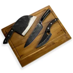 Shinrai Knives - 3 Zwarte messen + Snijplank