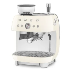 Smeg - Espressomachine | Crème | Jaren 50 | Handmatige espressomachine met geïntegreerde bonenmaler
