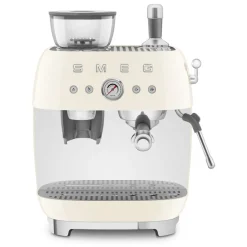 Smeg - Espressomachine | Crème | Jaren 50 | Handmatige espressomachine met geïntegreerde bonenmaler