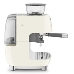 Smeg - Espressomachine | Crème | Jaren 50 | Handmatige espressomachine met geïntegreerde bonenmaler