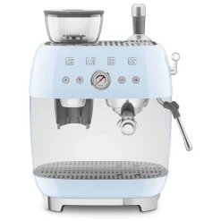 Smeg - Espressomachine | Pastelblauw | Jaren 50 | Handmatige espressomachine met geïntegreerde bonenmaler
