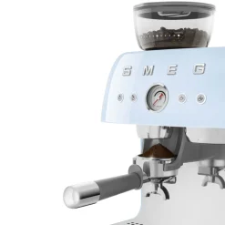 Smeg - Espressomachine | Pastelblauw | Jaren 50 | Handmatige espressomachine met geïntegreerde bonenmaler