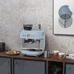 Smeg - Espressomachine | Zwart | Jaren 50 | Handmatige espressomachine met geïntegreerde bonenmaler