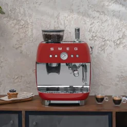 Smeg - Espressomachine | Zwart | Jaren 50 | Handmatige espressomachine met geïntegreerde bonenmaler
