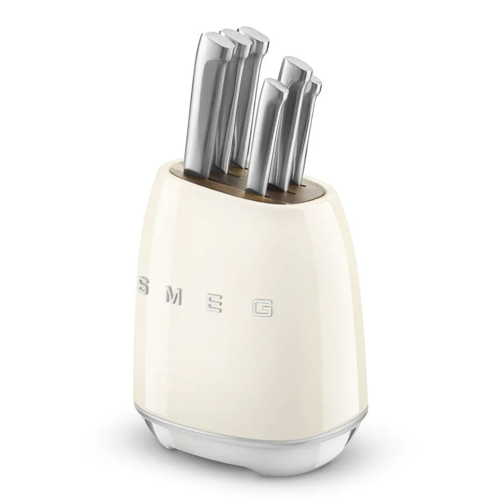 SMEG - Messenblok met 6 messen Creme