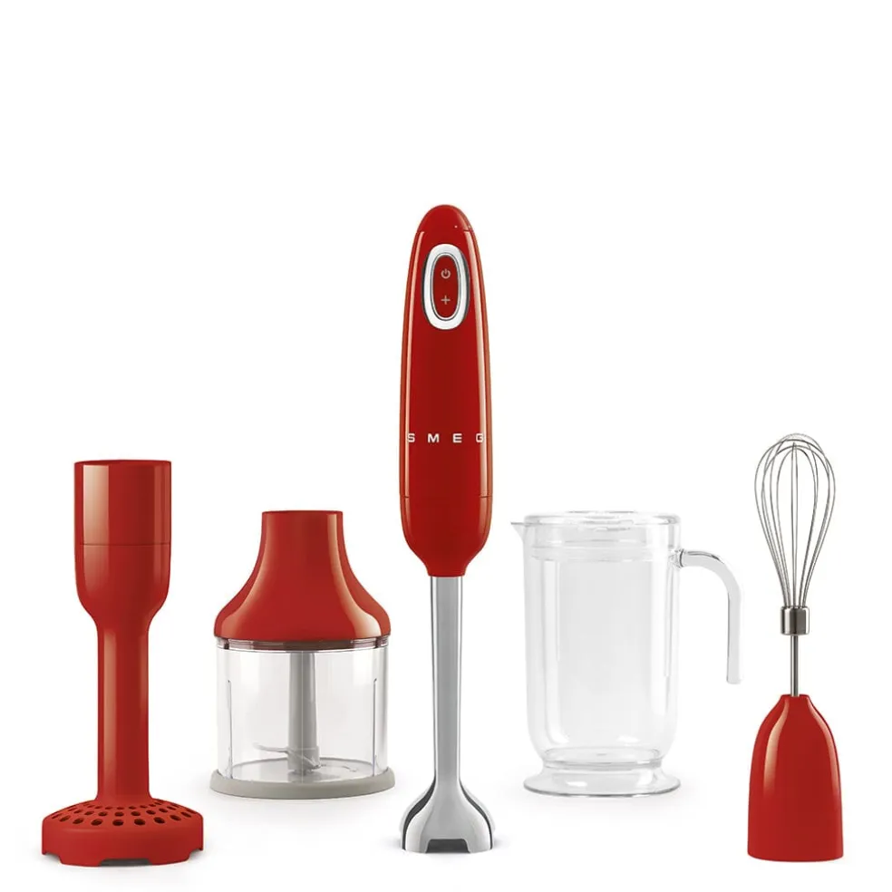 Smeg - Staafmixer | Rood | Jaren 50 | Staafmixer met accessoires +
