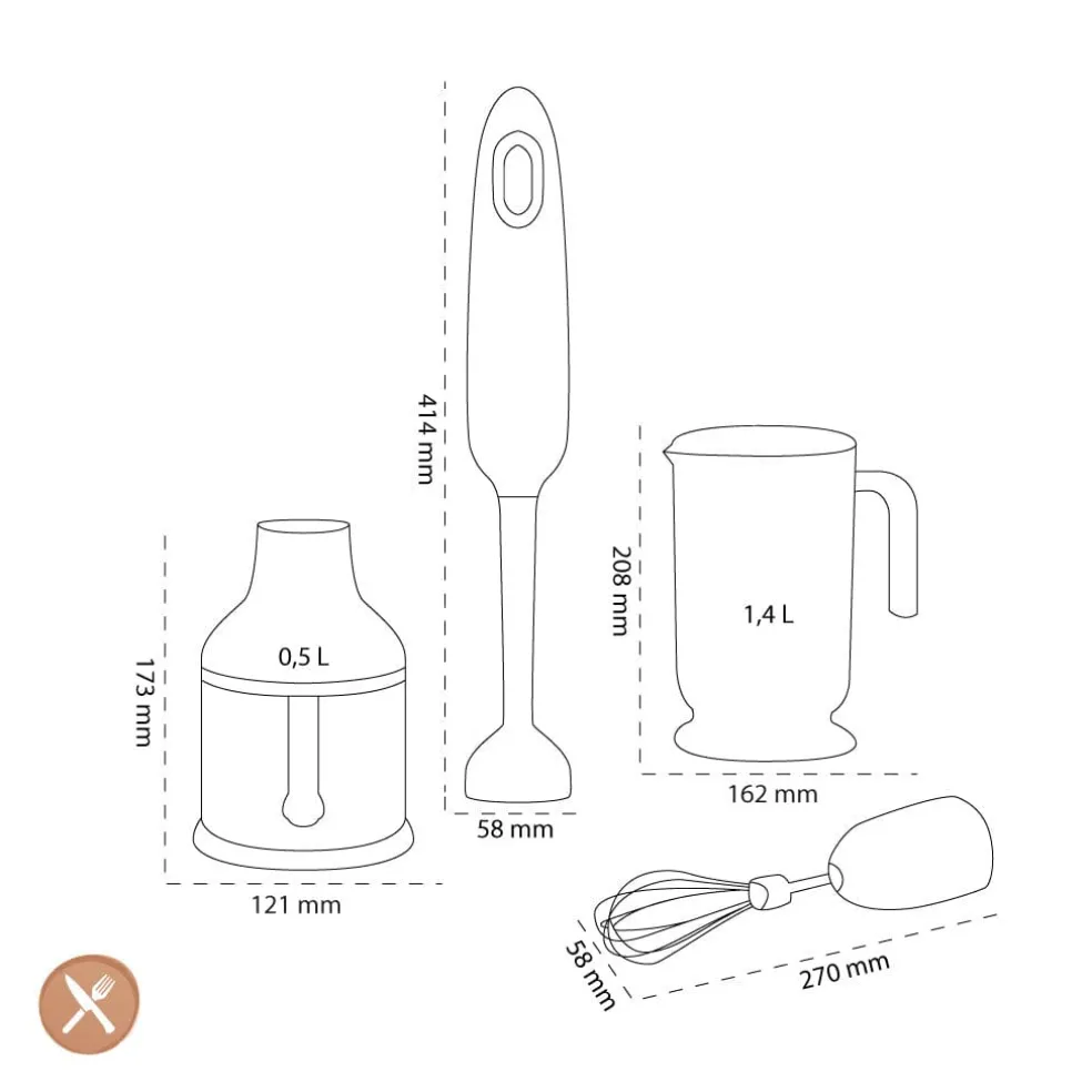 Smeg - Staafmixer | Wit | Jaren 50 | Staafmixer met accessoires