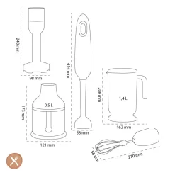 Smeg - Staafmixer | Wit | Jaren 50 | Staafmixer met accessoires +