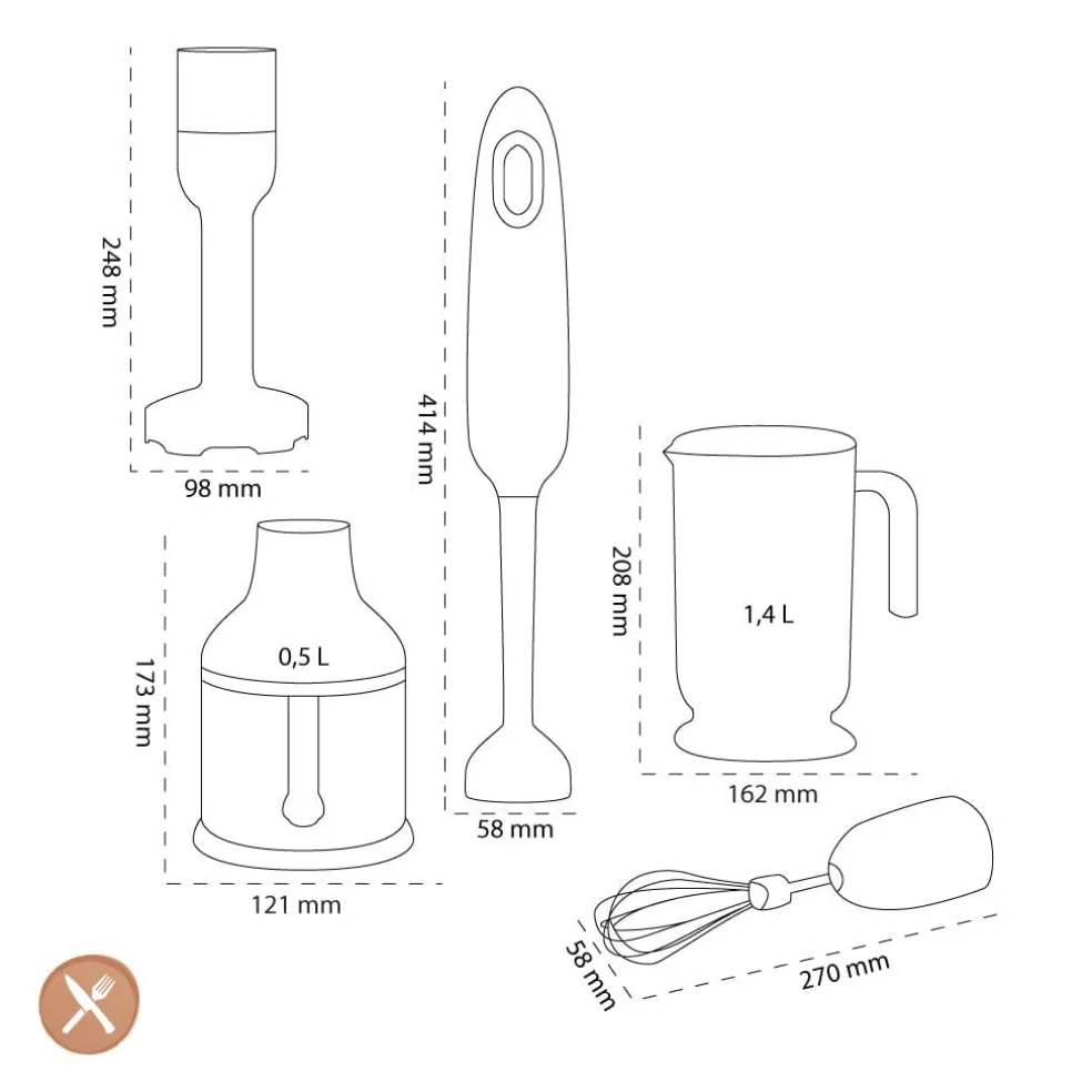 Smeg - Staafmixer | Zwart | Jaren 50 | Staafmixer met accessoires +